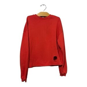 Yell-Oh Kids Red Crewneck Sweatshirt 13/14 Distressed Cotton Modal Unisex
